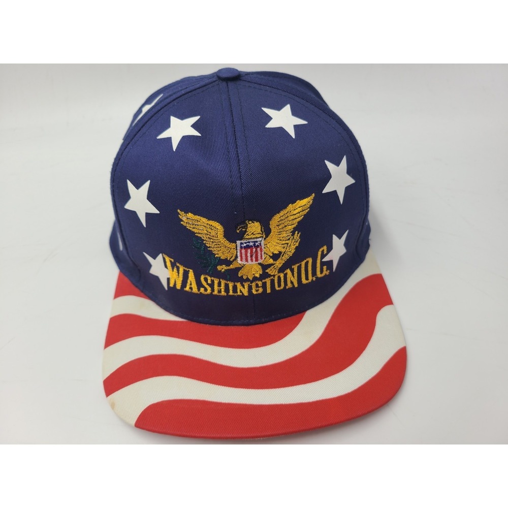 Vintage Washington DC Hat Cap American Flag All Over Print AOP Snapback Men RWB